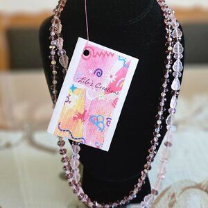 Handcrafted Artisan Double-Strand Carved Czech Glass Necklace